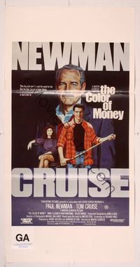 6d129 COLOR OF MONEY Aust daybill '86 Tanenbaum artwork of Paul Newman & Tom Cruise playing pool!