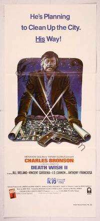 6d149 DEATH WISH II Aust daybill '82 Bronson is going to clean up the city his way, Graves art!