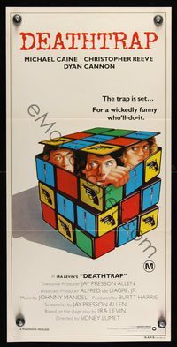 6d150 DEATHTRAP Aust daybill '82 art of Chris Reeve, Michael Caine & Dyan Cannon in Rubik's Cube!