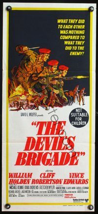 6d157 DEVIL'S BRIGADE Aust daybill '68 William Holden, Cliff Robertson, Vince Edwards, action art!
