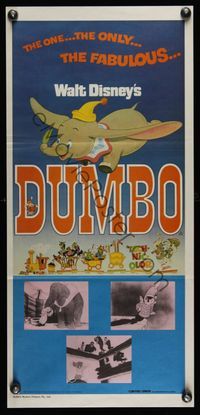 6d171 DUMBO Aust daybill R76 Walt Disney circus elephant classic, great cartoon art!