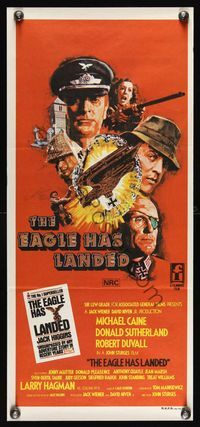 6d175 EAGLE HAS LANDED Aust daybill '77 cool art of Michael Caine, Donald Sutherland, Robert Duvall