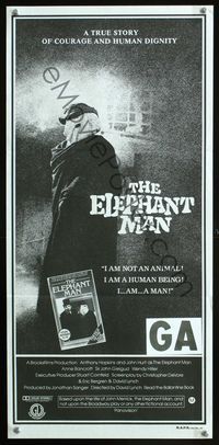 6d181 ELEPHANT MAN Aust daybill '80 John Hurt is not an animal, directed by David Lynch!