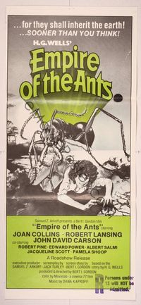 6d183 EMPIRE OF THE ANTS Aust daybill '78 H.G. Wells, great Drew art of monster attacking!