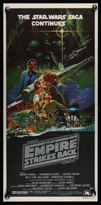 6d184 EMPIRE STRIKES BACK Aust daybill '80 George Lucas sci-fi classic, cool artwork by Tom Jung!