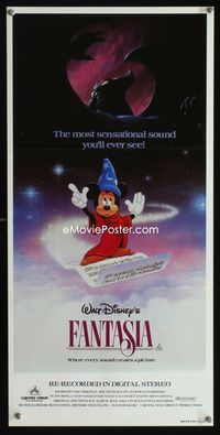 6d194 FANTASIA Aust daybill R82 great different art of Mickey Mouse, Disney musical classic!