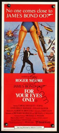 6d203 FOR YOUR EYES ONLY Aust daybill '81 no one comes close to Roger Moore as James Bond 007!