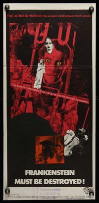 6d206 FRANKENSTEIN MUST BE DESTROYED Aust daybill 70 Peter Cushing cool horror image