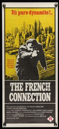 6d207 FRENCH CONNECTION Aust daybill '71 Gene Hackman in movie chase climax, by William Friedkin!