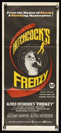 6d208 FRENZY Aust daybill '72 written by Anthony Shaffer, Alfred Hitchcock's shocking masterpiece!