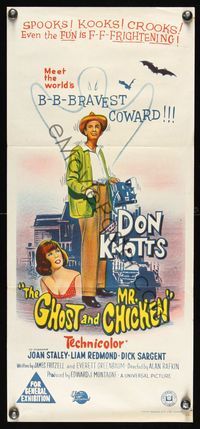 6d221 GHOST & MR. CHICKEN Aust daybill '65 scared Don Knotts fighting spooks, kooks, and crooks!