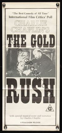 6d224 GOLD RUSH Aust daybill R70s Charlie Chaplin classic, wacky image!