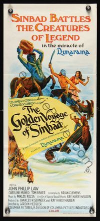 6d225 GOLDEN VOYAGE OF SINBAD Aust daybill '73 Ray Harryhausen, cool fantasy art!
