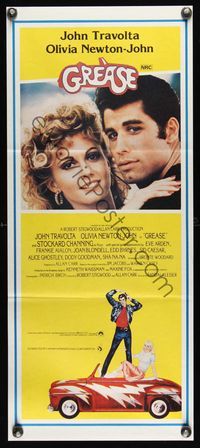 6d234 GREASE yellow Aust daybill '78 John Travolta & Olivia Newton-John classic musical!
