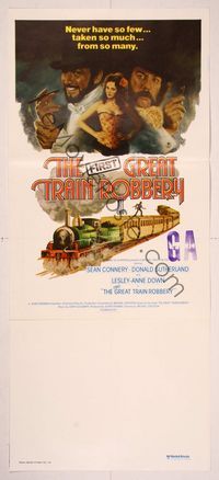 6d235 GREAT TRAIN ROBBERY Aust daybill '79 art of Connery, Sutherland & Lesley-Anne Down by Jung!