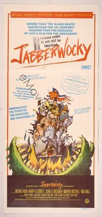 6d265 JABBERWOCKY Aust daybill '77 Terry Gilliam, Monty Python, great wacky fantasy monster art!