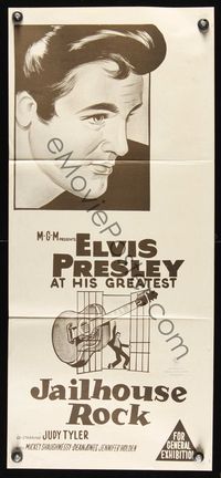 6d268 JAILHOUSE ROCK Aust daybill R60s head-and-shoulders art of rock & roll king Elvis Presley!