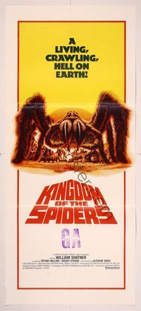 6d284 KINGDOM OF THE SPIDERS Aust daybill '77 William Shatner, art of giant tarantula!