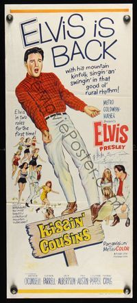 6d287 KISSIN' COUSINS Aust daybill '64 hillbilly Elvis Presley chased by girls!