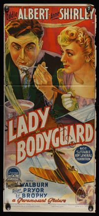 6d019 LADY BODYGUARD Aust daybill '43 great art of Anne Shirley & Eddie Albert eating soup!