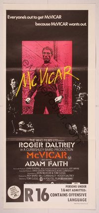 6d326 McVICAR Aust daybill '81 Roger Daltrey, everyone's out to get McVicar, crime biography!