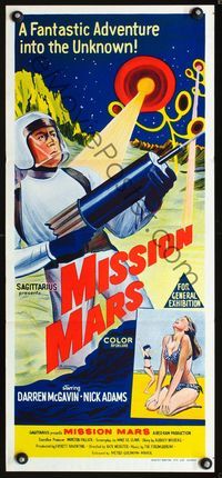 6d331 MISSION MARS Aust daybill '68 Darren McGavin, a fantastic sci-fi adventure into the unknown!