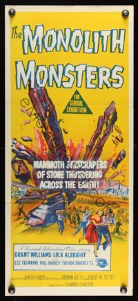 6d334 MONOLITH MONSTERS Aust daybill '57 classic sci-fi, different art of living skyscrapers!
