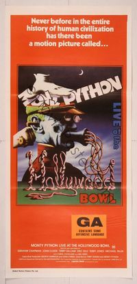 6d337 MONTY PYTHON LIVE AT THE HOLLYWOOD BOWL Aust daybill '82 great wacky meat grinder image!