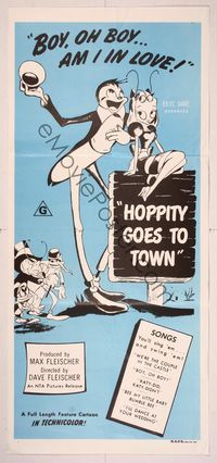 6d339 MR. BUG GOES TO TOWN Aust daybill R70s Hoppity, art from Max & Dave Fleischer cartoon!