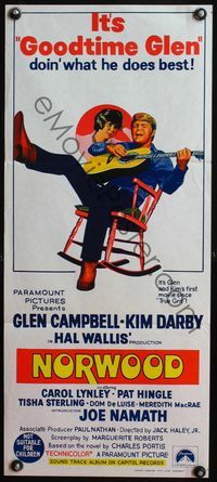 6d353 NORWOOD Aust daybill '70 Goodtime Glen Campbell doin' what he does best, Kim Darby!