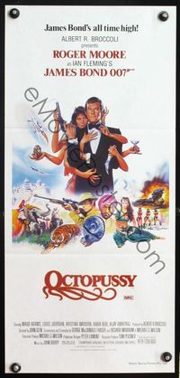 6d355 OCTOPUSSY Aust daybill '83 great art of Roger Moore as James Bond by Daniel Gouzee!