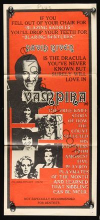 6d356 OLD DRACULA Aust daybill '75 Vampira, David Niven as Dracula, Clive Donner, wacky horror art!