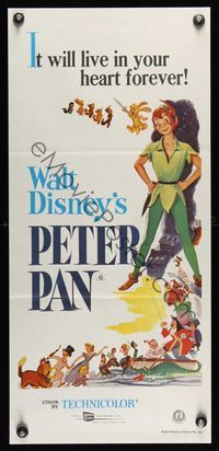 6d369 PETER PAN Aust daybill R70s Walt Disney animated cartoon fantasy classic!