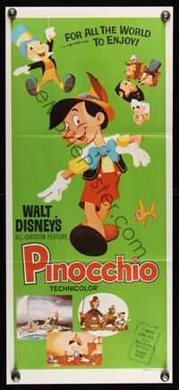 6d373 PINOCCHIO Aust daybill R70s Disney classic, a wooden boy who wants to be real!