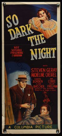 6d422 SO DARK THE NIGHT Aust daybill '46 film noir set in Paris France directed by Joseph H. Lewis!