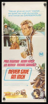 6d424 SOMETIMES A GREAT NOTION Aust daybill '71 art of Paul Newman, Henry Fonda, Never Give an Inch