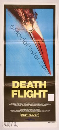 6d433 SST: DEATH FLIGHT Aust daybill '77 wild artwork of exploding plane!
