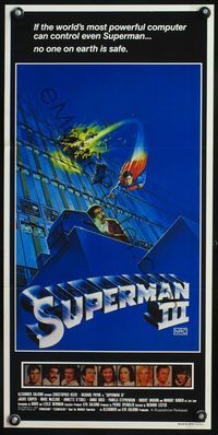 6d446 SUPERMAN III Aust daybill '83 art of Christopher Reeve flying, Richard Pryor by L. Salk!