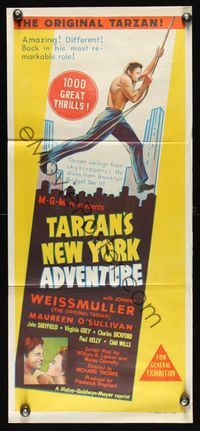6d449 TARZAN'S NEW YORK ADVENTURE Aust daybill R50s Johnny Weissmuller, Maureen O'Sullivan