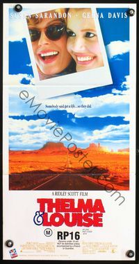 6d459 THELMA & LOUISE Aust daybill '91 Susan Sarandon, Geena Davis, Ridley Scott feminist classic!