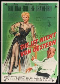 6d565 BORN YESTERDAY German '51 art of pretty Judy Holliday in sexy nightgown!