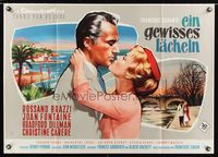 6d576 CERTAIN SMILE German '58 Joan Fontaine has affair w/Rossano Brazzi, cool horizontal design!