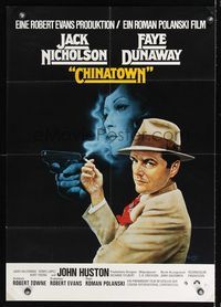 6d579 CHINATOWN German '74 Amsel art of smoking Jack Nicholson & Faye Dunaway, Roman Polanski