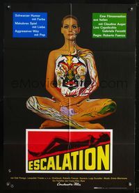 6d623 ESCALATION German '68 wild image of painted nude woman, Claudine Auger!