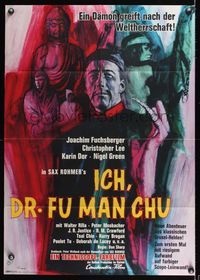6d633 FACE OF FU MANCHU German '65 art of Asian villain Christopher Lee by Ernst Litter!