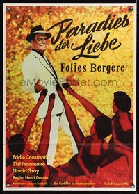 6d655 FOLIES-BERGERE German '56 Engel art of Eddie Constantine w/sexy French showgirls!