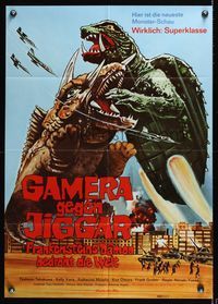 6d670 GAMERA VS MONSTER X German '72 Gamera tai Daimaju Jaiga, cool battle artwork!