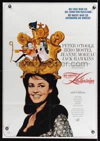 6d687 GREAT CATHERINE German '68 Ferracci art of sexy queen Jeanne Moreau in crown!