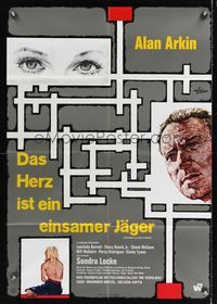 6d695 HEART IS A LONELY HUNTER German '68 Goetze art of Alan Arkin in a story of innocence lost!