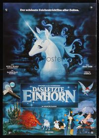 6d753 LAST UNICORN cast style German '82 Chantrell fantasy artwork of unicorn & weird characters!